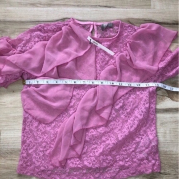 ASOS Pink Ruffle Lace Blouse - Picture 6 of 7